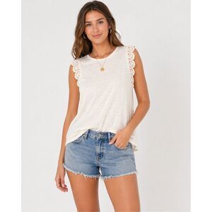 Paige White Lace Sleeve Top Size L Boho Minimalist Blouse